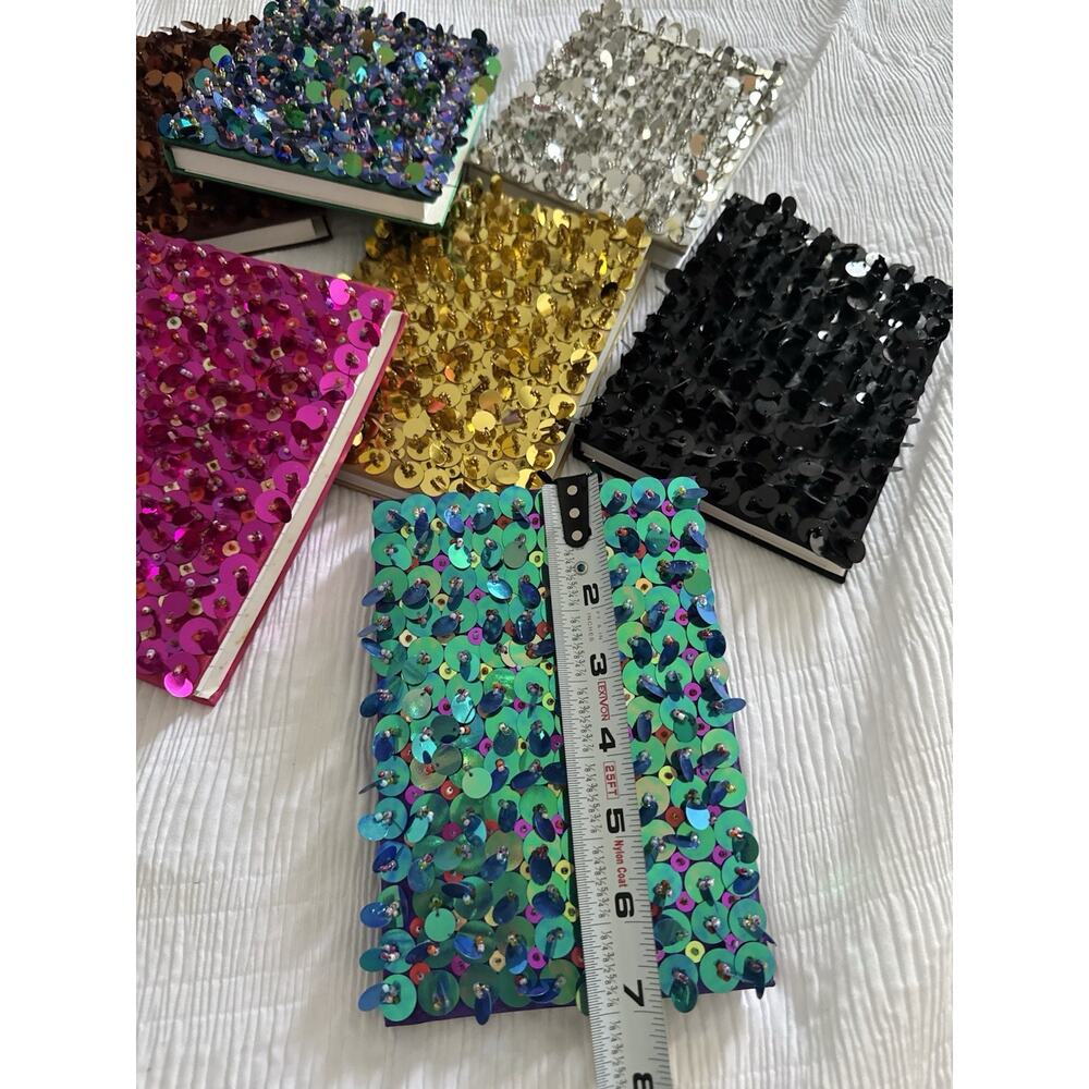 Lot of 7 Notebooks Journals Sequin Multicolor Diary Black Pink Silver Brown Gold - Picture 6 of 7